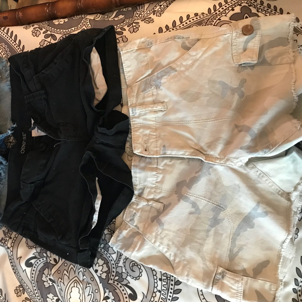 White camo and black shorts